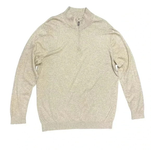 Foundry Supply Quarter Zip Sweater Size 2XLT Tall Beige Long Sleeve Lightweight - Picture 1 of 13